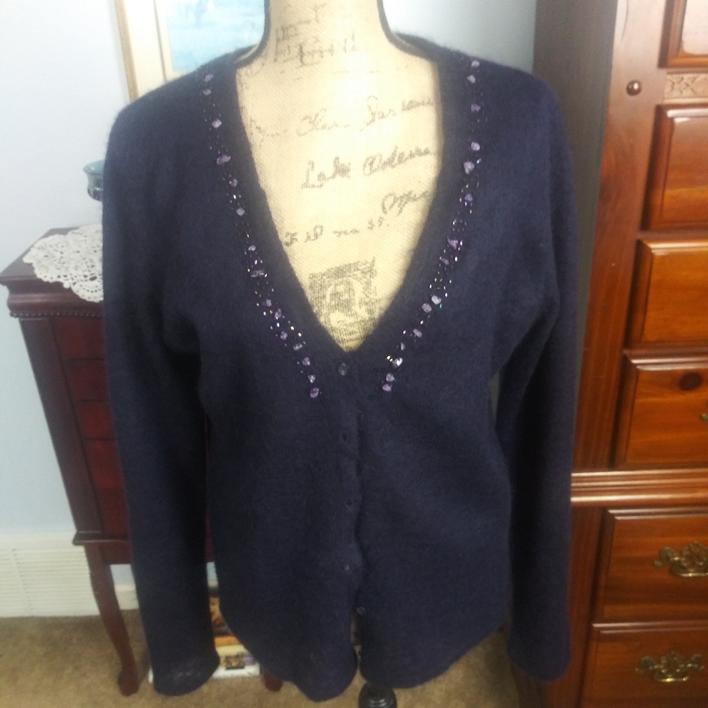 Dana Buchman Purple Cardigan Sweater